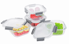 Trauki stikla ar PP vākiem, uzglabāšanai 4x800ml