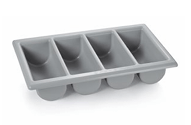 Kaste 4 dalījumi, PE, pelēka, 535x325x100 mm