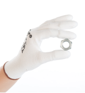 Cimdi darba, S-izmērs 7, balti ar NYLON PU pārklājumu