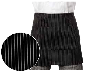 Priekšauts bārmenim, melns ar baltām svītrām