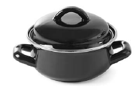 Katls ar vāku, mērcēm, 0.6 litri D-135 mm, h-60 mm, melns