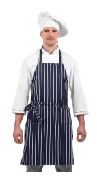 Priekšauts ar krūšdaļu, zils audums, 75x63 cm